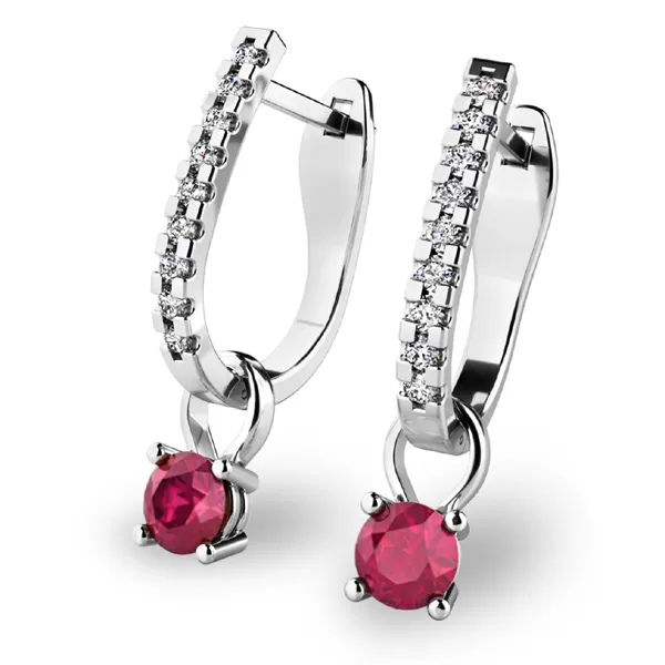 Zlaté náušnice so zirkónmi a rubíny 10862-B-ZIR-CV