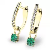 Dámske náušnice žlté zlato 585/1000 prírodný diamant 0,300 ct G/SI so smaragdami 10862-ZL-DIA-SMA