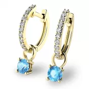Náušnice kruhy so zirkónmi a akvamaríny 10863-ZL-ZIR-SM