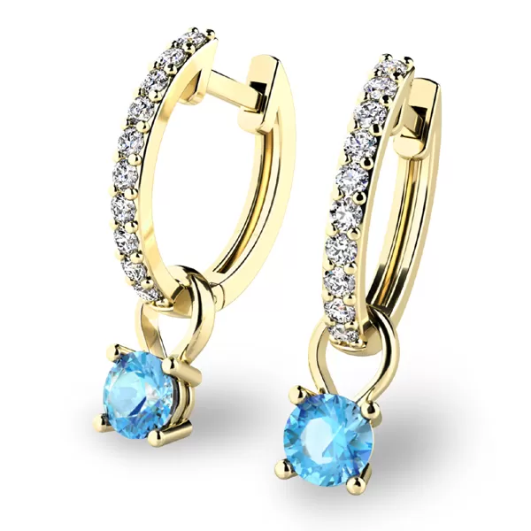 Náušnice kruhy so zirkónmi a akvamaríny 10863-ZL-ZIR-SM