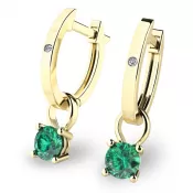 Dámske náušnice žlté zlato 585/1000 prírodný diamant 0,300 ct G/SI oválky s a smaragdy 10861-ZL-DIA-SMA