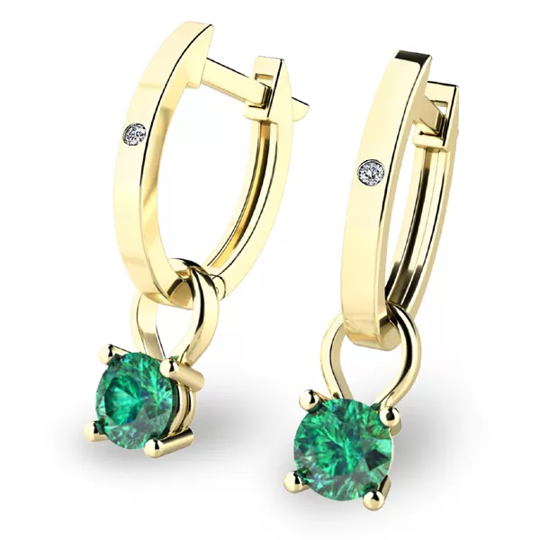 Dámske náušnice žlté zlato 585/1000 prírodný diamant 0,300 ct G/SI oválky s a smaragdy 10861-ZL-DIA-SMA