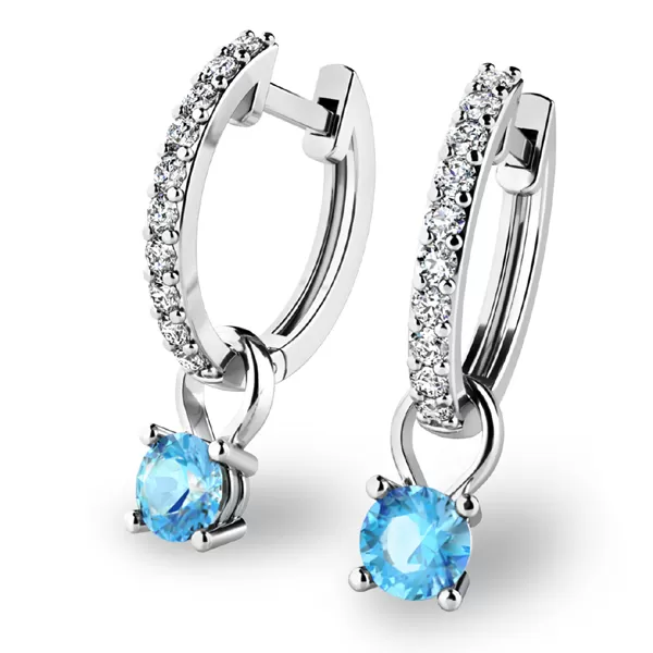 Dámske náušnice biele zlato 585/1000 prírodný diamant 0,45 ct G/SI briliant s topásom 10863-B-DIA-TPZ