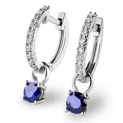 Dámske náušnice biele zlato 585/1000 prírodný diamant 0,50 ct G/SI briliant so zafírmi 10863-B-DIA-SAF