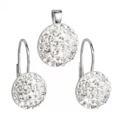 Súprava šperkov s kryštálmi Swarovski náušnice a prívesok biele okrúhle 39086.1