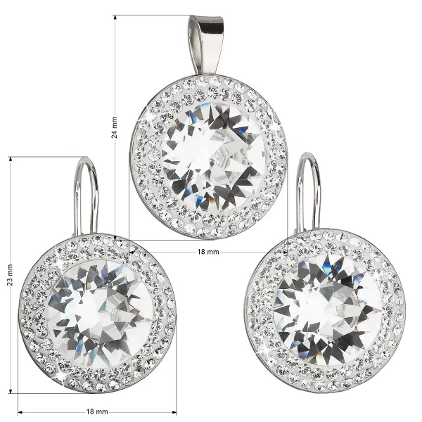 Súprava šperkov s kryštálmi Swarovski náušnice a prívesok biele okrúhle 39108.1