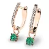 Dámske náušnice ružové zlato 585/1000 prírodný diamant 0,300 ct G/SI so smaragdami 10862-CV-DIA-SMA