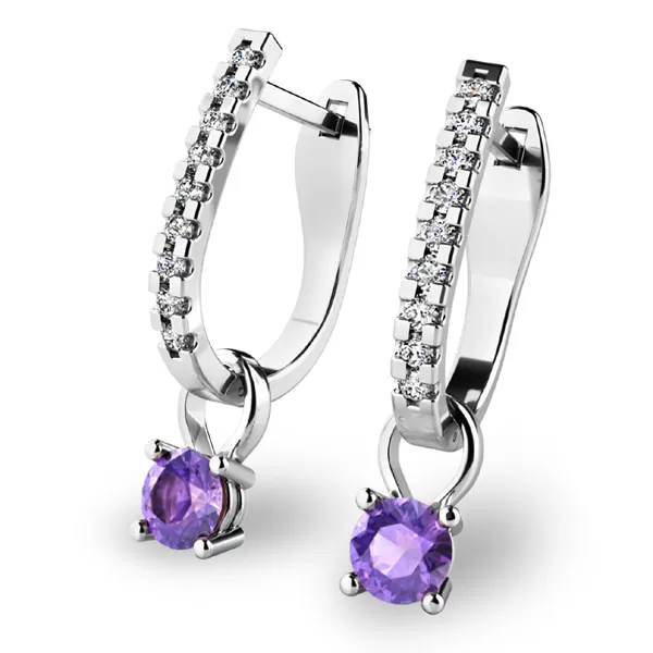 Dámske náušnice biele zlato 585/1000 prírodný diamant 0,45 ct G/SI s tanzanitom tanzanit 10862-B-DIA-TAN