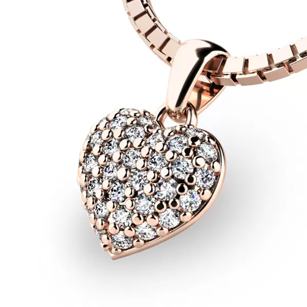 Srdce z ružového zlata s diamantmi 10923-CV-DIA