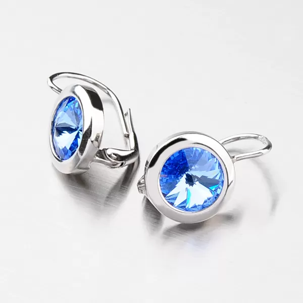 Strieborné náušnice s modrým kryštálom 10 mm N503M-JK