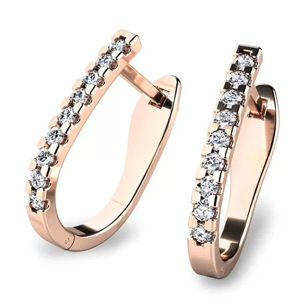 Dámske náušnice ružové zlato 585/1000 prírodný diamant 0,66 ct G/SI s granátmi 10862-CV-DIA-GRA