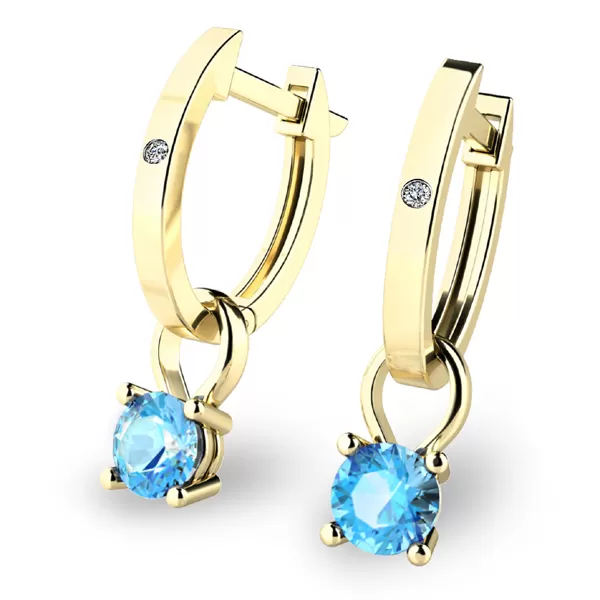 Dámske náušnice žlté zlato 585/1000 prírodný diamant 0,45 ct G/SI oválny s topásom 10861-ZL-DIA-TPZ