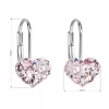 Strieborné náušnice visiace s kryštálmi Swarovski ružové srdce 31125.9