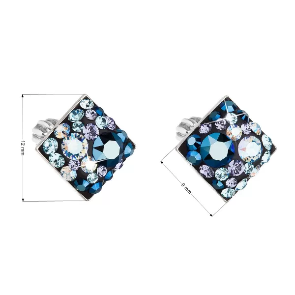 Strieborné náušnice pecka s kryštálmi Swarovski modrý kosoštvorec 31169.3 blue style