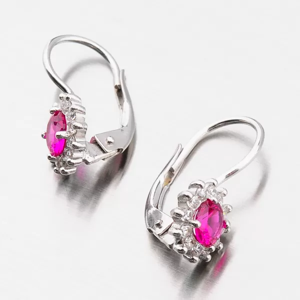 Strieborné náušnice s rubínovými a zirkónmi yng2166