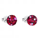 Strieborné náušnice pecka s kryštálmi Swarovski červené okrúhle 31136.3 cherry