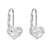 Strieborné náušnice visiace s kryštálmi Swarovski biele srdce 31125.9