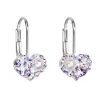 Strieborné náušnice visiace s kryštálmi Swarovski fialové srdce 31125.9