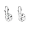 Strieborné náušnice visiace s kryštálmi Swarovski biele okrúhle 31229.1