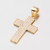 Zlatý prívesok v tvare kríža so zirkónmi 142-1063