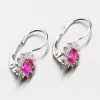Strieborné náušnice s rubínovými a zirkónmi yng2166