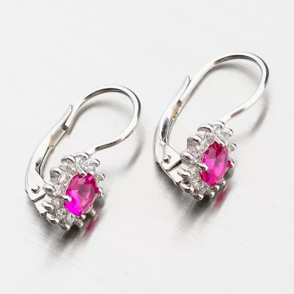 Strieborné náušnice s rubínovými a zirkónmi yng2166