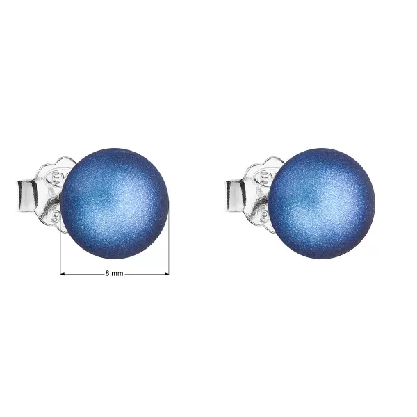 Strieborné náušnice pecka s tmavomodrou matnou perlou 31142.3