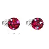 Strieborné náušnice pecka s kryštálmi Swarovski červené okrúhle 31136.3 cherry