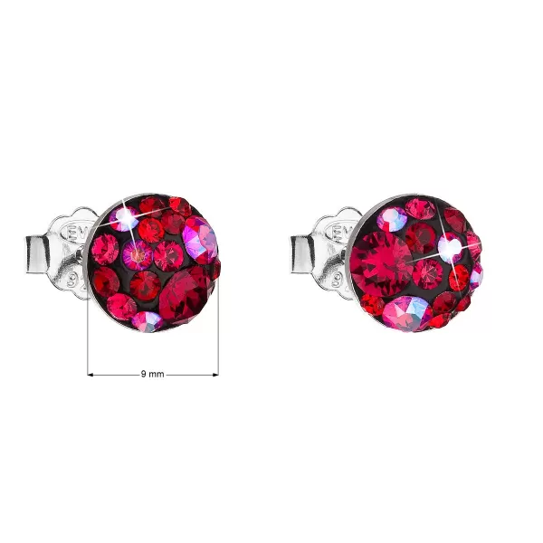 Strieborné náušnice pecka s kryštálmi Swarovski červené okrúhle 31136.3 cherry