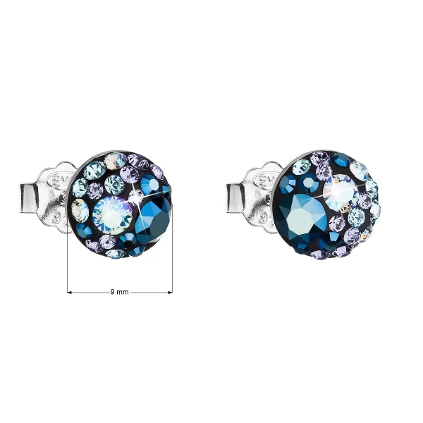 Strieborné náušnice pecka s kryštálmi Swarovski modré okrúhle 31136.3 blue style