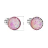 Strieborné náušnice kôstky so syntetickým opálom ružové okrúhle 11001.3