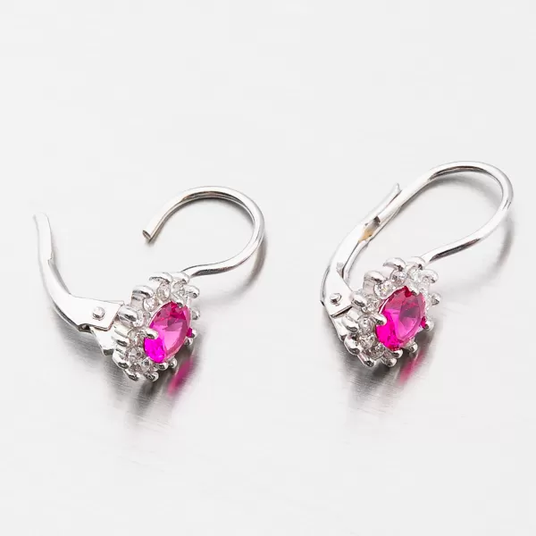 Strieborné náušnice s rubínovými a zirkónmi yng2166