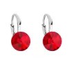 Strieborné náušnice visiace s kryštálmi Swarovski červené okrúhle 31229.3