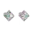 Strieborné náušnice pecka s kryštálmi Swarovski mix farieb kosoštvorec 31169.3 sakura
