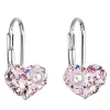 Strieborné náušnice visiace s kryštálmi Swarovski ružové srdce 31125.9