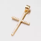 Kríž zo žltého zlata so zirkónmi 142-0598