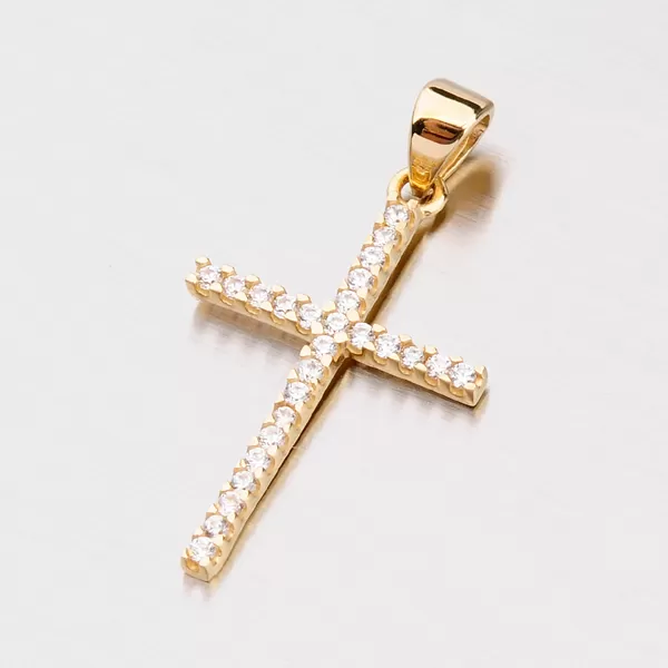 Kríž zo žltého zlata so zirkónmi 142-0598
