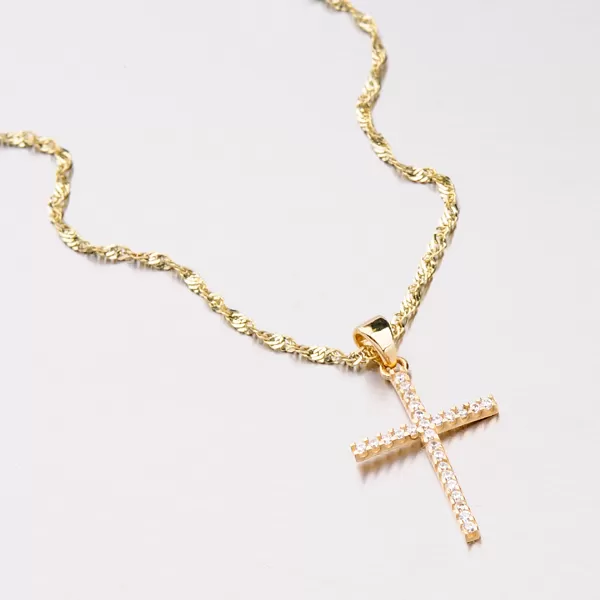 Kríž zo žltého zlata so zirkónmi 142-0598