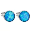 Strieborné náušnice kôstky so syntetickým opálom modré okrúhle 11001.3