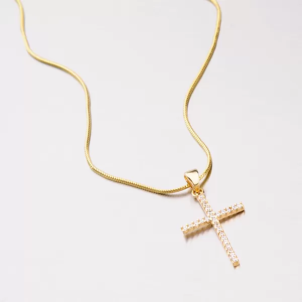 Kríž zo žltého zlata so zirkónmi 142-0598