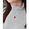 Strieborný prívesok s kryštálmi Swarovski červený obdĺžnik 34194.3 cherry