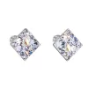 Strieborné náušnice pecka s kryštálmi Swarovski fialový kosoštvorec 31169.3