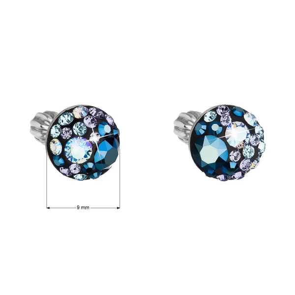 Strieborné náušnice pecka s kryštálmi Swarovski modré okrúhle 31336.3 blue style