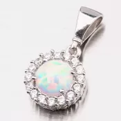 Prívesok s opálom z bieleho zlata 13-235