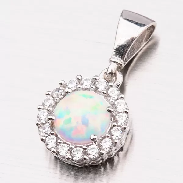 Prívesok s opálom z bieleho zlata 13-235