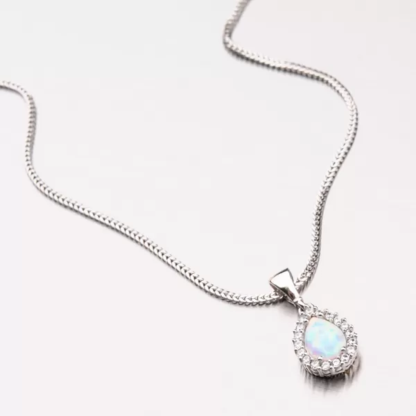 Prívesok z bieleho zlata s opálom a zirkónmi 13-193