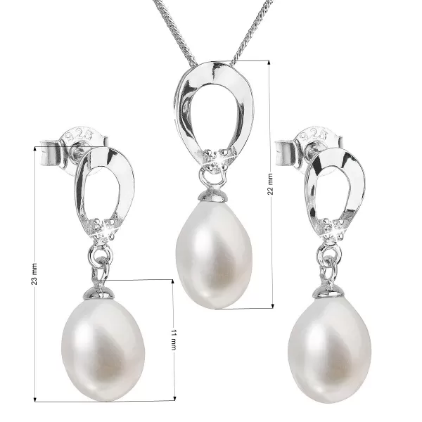 Perlová súprava z riečnych perál biela 29029.1