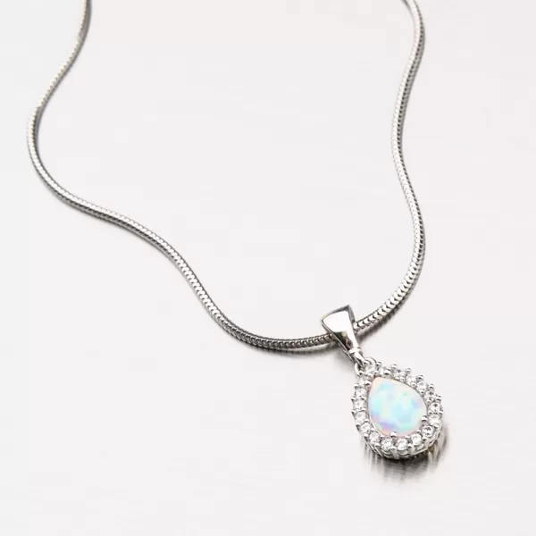 Prívesok z bieleho zlata s opálom a zirkónmi 13-193