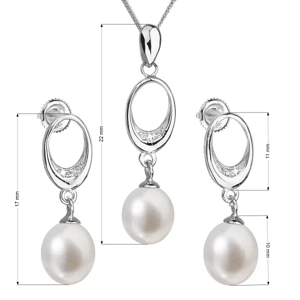 Perlová súprava z riečnych perál biela 29040.1