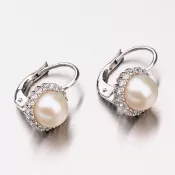 Náušnice s perlou a zirkónmi 12-378